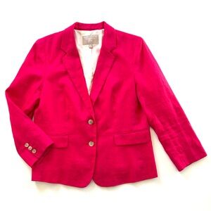 Banana Republic Bright Hot Pink Linen Blazer Jacket